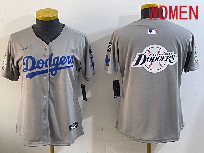 Women Los Angeles Dodgers Blank Grey Game 2024 Nike MLB Jersey style 12051->women mlb jersey->Women Jersey